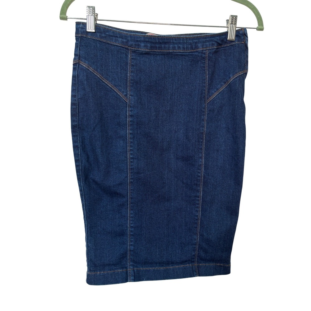 Y2K Guess Jeans Dark Wash Denim Pencil Skirt Western Seam Wiggle 28 Mini‎